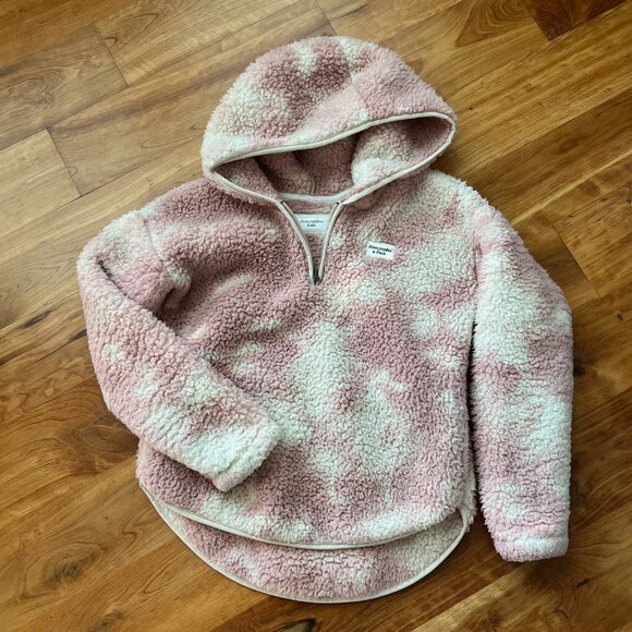 A&F Girls pattern cozy logo quarter-zip hoodie - Picture 1 of 3